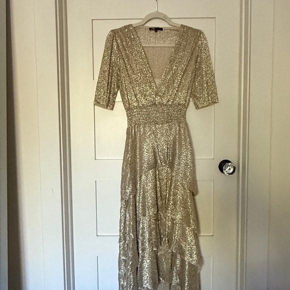 Maje Metallic Ruffled Dress - Picture 1 of 5